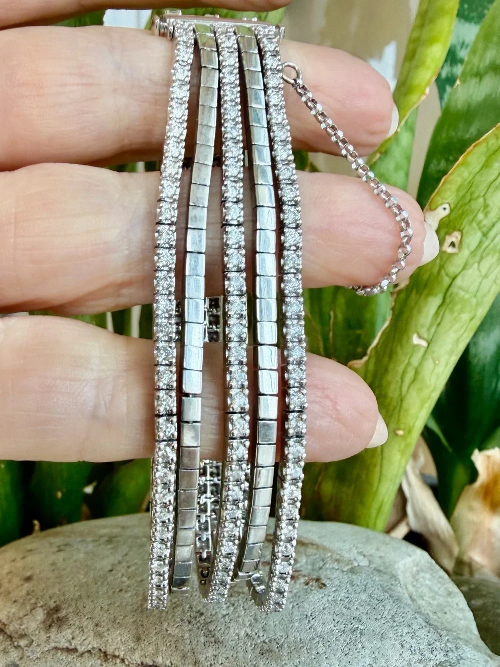 14k gold and 4.15 carat Multi-Row diamond Bracelet